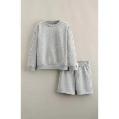 Tucker + Tate Kids' Piped Sweatshirt & Shorts Set In Gray