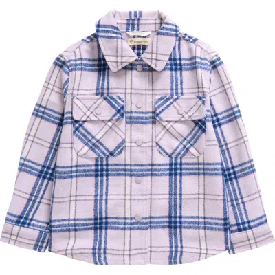 Tucker + Tate Kids' Plaid Fleece Snap-up Shacket In Purple Petal Serena Plaid