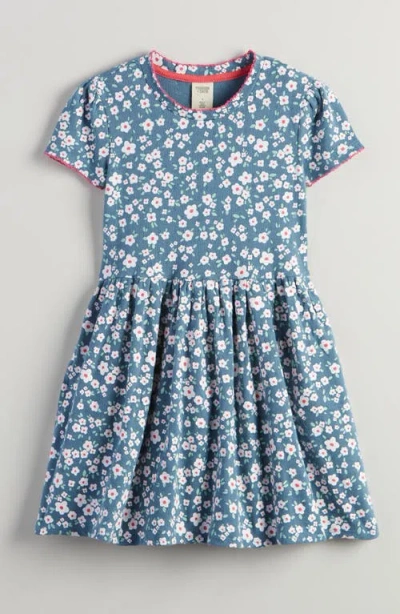 Tucker + Tate Kids' Pointelle Puff Sleeve Stretch Cotton Dress In Blue