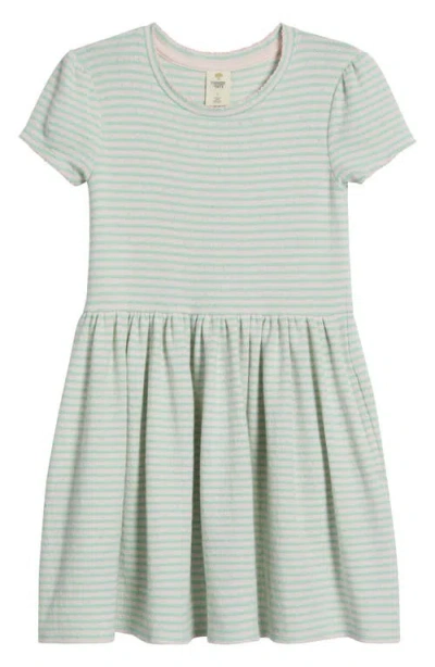 Tucker + Tate Kids' Pointelle Puff Sleeve Stretch Cotton Dress In Gray
