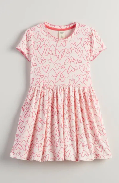 Tucker + Tate Kids' Pointelle Puff Sleeve Stretch Cotton Dress In Red