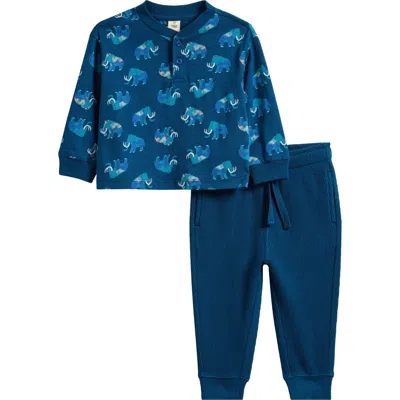 Tucker + Tate Babies'  Kids' Print Cotton Henley & Waffle Joggers Set In Blue Sailor Mammoth- Blue