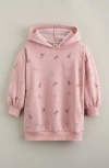 Tucker + Tate Kids' Print Cotton Hooded Tunic Sweatshirt Dress In Pink