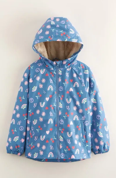 Tucker + Tate Kids' Print Faux Fur Lined Hooded Jacket In Blue