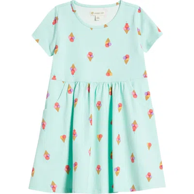 Tucker + Tate Kids' Printed Stretch Cotton Blend T-shirt Dress In Green Yucca Gelato