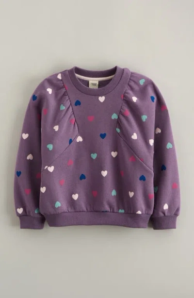 Tucker + Tate Kids' Puff Sleeve Cotton Blend Sweatshirt In Purple