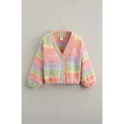Tucker + Tate Kids' Rainbow Chenille Cardigan In Pink