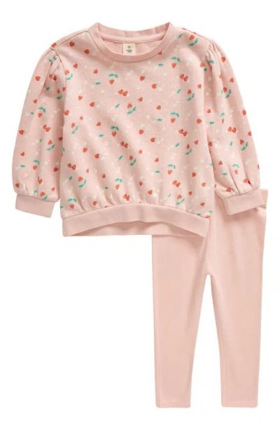 Tucker + Tate Babies' Kids' Relaxed Fit Crewneck Sweatshirt & Leggings Set In Pink English Strawberry Flower