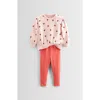 Tucker + Tate Kids' Relaxed Fit Crewneck Sweatshirt & Leggings Set In Pink Ladybug Love- Coral