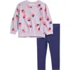 Tucker + Tate Babies'  Kids' Relaxed Fit Crewneck Sweatshirt & Leggings Set In Purple Strawberries- Navy