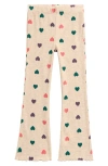 Tucker + Tate Kids' Rib Print Flare Leggings In Beige Heather Happy Hearts