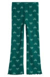 Tucker + Tate Kids' Rib Print Flare Leggings In Green- Ivory Cheerful Bows