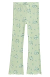 Tucker + Tate Kids' Rib Print Flare Leggings In Green Cameo Naive Bouquets