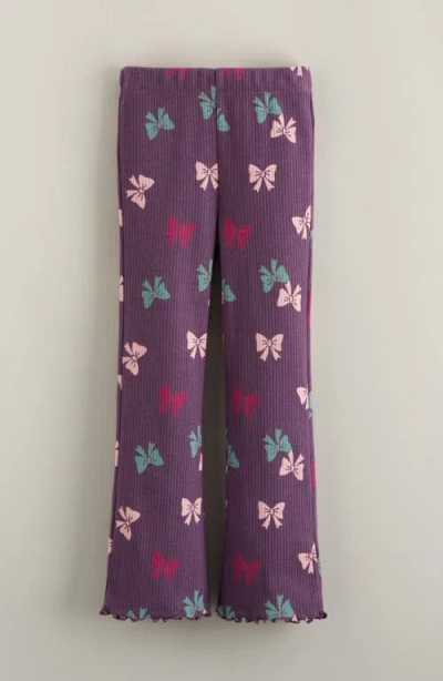 Tucker + Tate Kids' Rib Print Flare Leggings In Purple