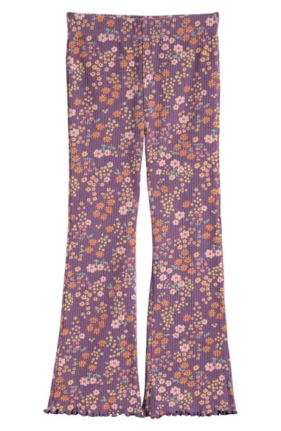 Tucker + Tate Kids' Rib Print Flare Leggings In Purple Montana Prairie Floral