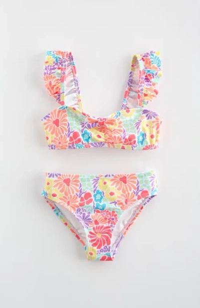 Tucker + Tate Kids' Ruffle Bow Two-piece Swimsuit In Pink Knockout Retro Floral