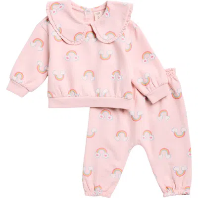 Tucker + Tate Babies'  Kids' Ruffle Collar Sweatshirt & Pants Set In Pink