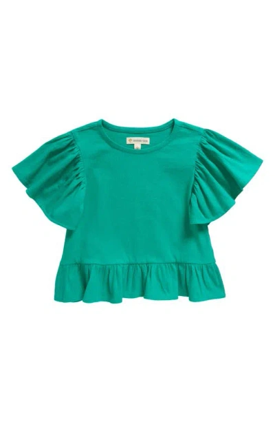 Tucker + Tate Kids' Ruffle Flutter Sleeve T-shirt In Green Depth