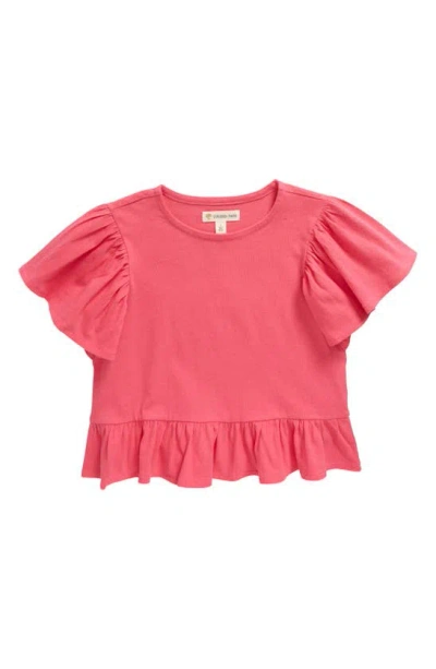Tucker + Tate Kids' Ruffle Flutter Sleeve T-shirt In Pink Fandango