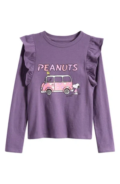 Tucker + Tate Kids' Ruffle Long Sleeve Graphic T-shirt In Purple Montana Peanut Hearts