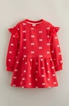 Tucker + Tate Kids' Ruffle Long Sleeve Stretch Cotton Blend Sweatshirt Dress In Red