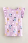 Tucker + Tate Kids' Ruffle Sleeve Cotton Graphic T-shirt In Purple Petal Bluey Bingo