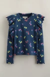 Tucker + Tate Kids' Ruffle Sleeve Rib Top In Blue