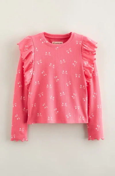 Tucker + Tate Kids' Ruffle Sleeve Rib Top In Pink
