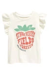 Tucker + Tate Kids' Ruffle Sleeve T-shirt In White Snow Strawberry Fields