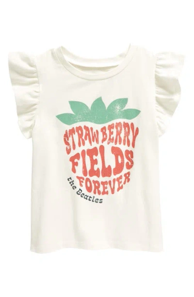 Tucker + Tate Kids' Ruffle Sleeve T-shirt In White Snow Strawberry Fields