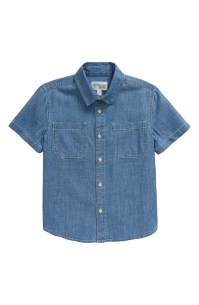 Tucker + Tate Kids' Short Sleeve Chambray Button-up Shirt In Medium Wash
