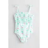 Tucker + Tate Kids' Smocked One-piece Swimsuit In Green Jade Cherry Stripe