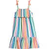 Tucker + Tate Kids' Smocked Tiered Chambray Dress In White- Multi Seashore Stripe