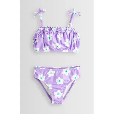 Tucker + Tate Kids' Smocked Two-piece Swimsuit In Purple Electric Daisy Dance