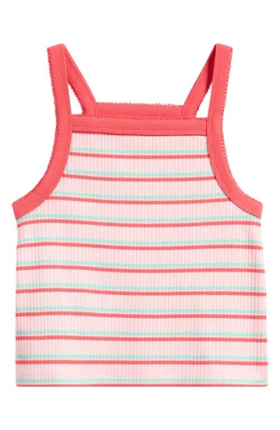 Tucker + Tate Kids' Square Neck Rib Tank In Pink Balm Chessie Stripe
