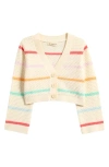Tucker + Tate Kids' Stripe Cotton Cardigan In Ivory Egret Rainbow Stripe