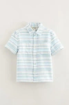 Tucker + Tate Kids' Stripe Short Sleeve Cotton Twill Button-up Shirt In Blue