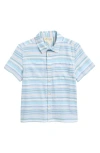 Tucker + Tate Kids' Stripe Short Sleeve Cotton Twill Button-up Shirt In White Amalfi Stripe