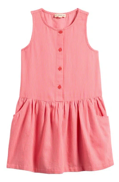 Tucker + Tate Kids' Stripe Sleeveless Cotton Drop Waist Dress In Coral Sugar Lena Stripe