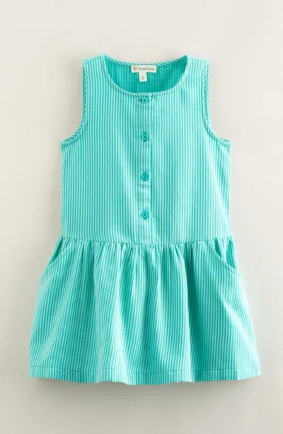 Tucker + Tate Kids' Stripe Sleeveless Cotton Drop Waist Dress In Green Aquamarine Lena Stripe