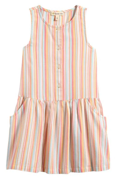 Tucker + Tate Kids' Stripe Sleeveless Cotton Drop Waist Dress In Tan Spice Serena Stripe