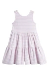Tucker + Tate Kids' Stripe Tiered Romper In Pink Bodacious- White Stripe