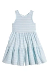 Tucker + Tate Kids' Stripe Tiered Romper In Teal Scuba- White Stripe