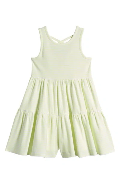 Tucker + Tate Babies'  Kids' Stripe Tiered Romper In Yellow Neon- White Stripe