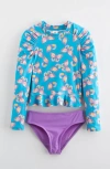 Tucker + Tate Kids' Two-piece Long Sleeve Rashguard Swimsuit In Turquoise Cool Butterfly Bliss
