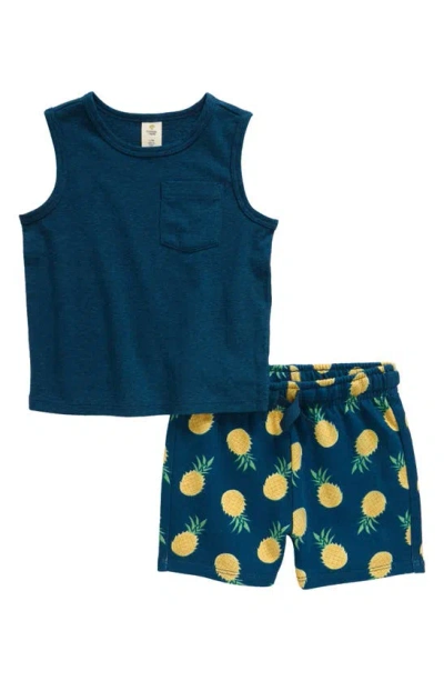 Tucker + Tate Babies' Knit Tank & Shorts Set In Blue- Blue Pineapples Toss