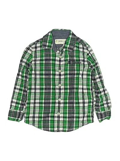 Pre-owned Tucker + Tate Kids' Long Sleeve Button Down Shirt In Green