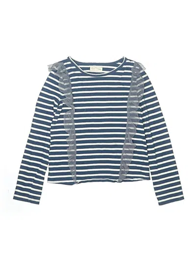Pre-owned Tucker + Tate Kids' Long Sleeve Top Blue Ruffles Neckline Tops
