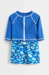 Tucker + Tate Long Sleeve Two-piece Rashguard Swimsuit In Blue Palace Tropical Fish