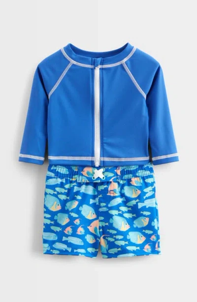 Tucker + Tate Babies'  Long Sleeve Two-piece Rashguard Swimsuit In Blue Palace Tropical Fish